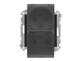 SIMON 55 Gniazdo podwójne z uziemieniem szybkozłącza IP44 z uszczelką klapka transparentna czarny mat TGZ2BMCZ.01/149A KONTAKT S