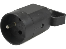 Gniazdo przenośne na kabel 2P+Z 16A czarne, uchwyt
