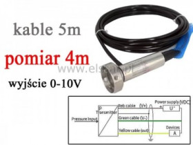 Sonda do ścieków; hydrostatyczna; 4m; L= 5m; 0-10V