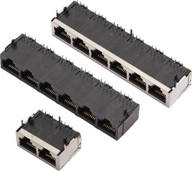 Złącze RJ45 Żeński Złącze RJ45 Montaż na płytce drukowanej MH Connectors, 90°, 8P8C-żyłowe