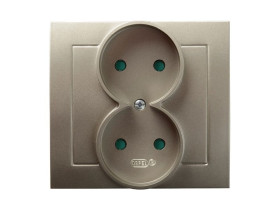 AS Gniazdo podwójne z przesłonami torów prądowych kompletne z ramką satyna light GP-2GP/45 OSPEL