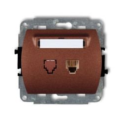 TREND Gniazda telefoniczne pojedyncze 1xRJ11, 4-stykowy brĄzowy metalik 9GT-1