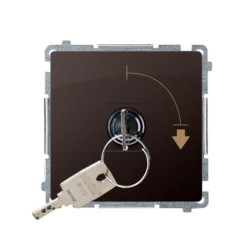 Simon Basic Łącznik chwilowy jednobiegunowy z kluczem 2 pozycyjny 0-I styk N/O tylko pozycja 0 czekoladowy BMP1K.01/47