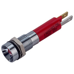 CML 19050353 M8 LED Indicator Red Recessed Satin Chrome Bezel 24VDC