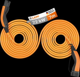 5555934053 Type 2 cable, for electric vehicles, 22 kW, 32 A, 3-phase, helix