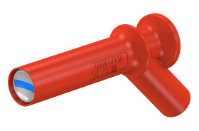 Adapter do złącz pomiarowych, rodzaj: Złącze męskie na żeńskie, wtyk: 11mm, gniazdo: 4mm, 2A, Czerwony, 1kV