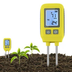 Tester gleby 4w1 Tester N/P/K Cyfrowy ekran LCD -10℃ do 80℃ Miernik temperatury Wysoka dokładność Sonda ze stali nierdzewnej do