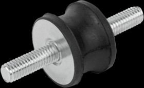 Rubber/metal bumpers with 2 outer threads, tapered, D 15, D1 12, H 15 mm, G M 4, L 13 mm, K0567.01501557