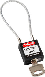 Blokada Kłódki z kluczem i kłódki zabezpieczające Brady Czarny długość pałąka: 106.68mm zamki: 1