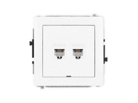 DECO Mechanizm gniazda telefonicznego podwójnego 2xRJ11, 4-stykowy, beznarzędziowe, bez pola opisowego biały mat 25DGTBO-2 KARLI