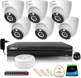 Zestaw monitoringu IP Dahua 2MPx 6 Kamer zewnętrznych oświetlenie IR LED 30m