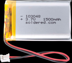 333283 Lithium-ion battery, SOLDERED 333283, 1500 mAh, 3.7 V