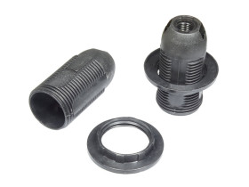 Oprawka plastikowa E14 250V z kołnierzem czarna