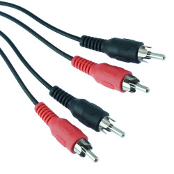 1m Red / Black Twin 2 RCA Phono Plug to Plug Cable Lead