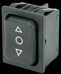 01839.1407-01 Rocker switch, 2-pin, UM, black &lt;-O-&gt;