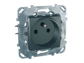 UNICA CLASS Gniazdo pojedyncze z uziemieniem z przesłonami grafit MGU50.039.12Z SCHNEIDER ELECTRIC