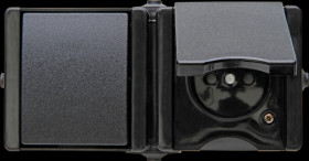 139605006 proAQA toggle switch-socket outlet combination, black