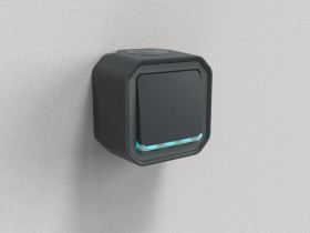 NOWE PLEXO 55 Przycisk jednobiegunowy z podświetleniem komplet natynkowy 10A - 250V AC antracyt 069782L