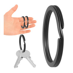 Kółko sprężynowe do breloka - 30mm - czarne - płaskie - Kółeczko do kluczy