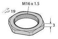 Turck 6936389 Akcesoria połączeniowe czujnika/aktuatora SECHSKANTMUTTER M16X1.5. SW19, 1 szt.