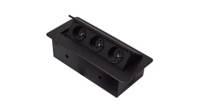 Gniazdo Potrójne Chowane W Blat Nablatowe Gniazdko Gb3pl-Black