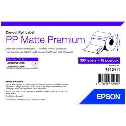Epson 7113411 PP Matte Label Premium, Die-cut Roll, 102mm x 76mm, 365 Labels