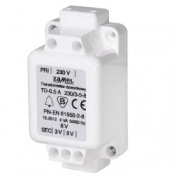 Transformator dzwonkowy TD-230V-/3-5-8V/0,5A TD-230 YNSTA