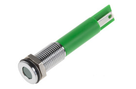 Lampka kontrolna do montażu panelowego 220V ac, zielona 8mm LED Chrom Faston, oczko lutownicze RS PRO