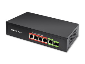 Switch PoE 4x RJ45 + 1x Uplink + 1x SFP 1000Mb/65W Qoltec