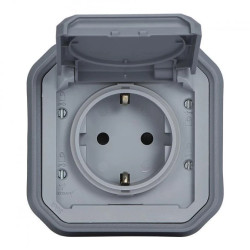 NOWE PLEXO 55 Gniazdo Schuko 2P+Z zaciski śrub podtynkowe z pazurkami 16A - 250V AC szare 069834L