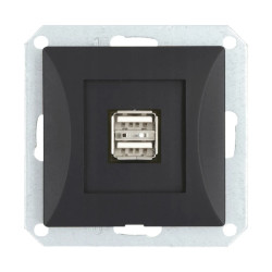 OPAL Gniazdo ładowarka USB podwójna do ramki czarny mat GŁ/USB-2/m Op CZ/MAT