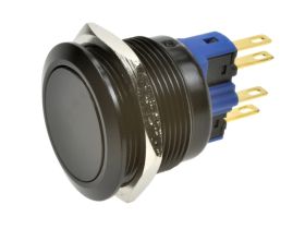 Przełącznik; przyciskowy; GQ22F-11/A; ON-(ON); 1 tor; bez podświetlenia; monostabilny; na panel; 2A; 36V DC; 22mm; IP65; Onpow;
