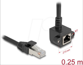 81040 Patch cable extension, Cat.6, F/UTP, 0.25 m, black