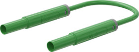 Safety measuring lead with (4 mm lamella plug, straight) to (4 mm lamella plug, straight), 0.5 m, green, PVC, 1.0 mm², CAT IV, 6