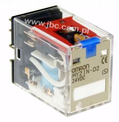 MY2IN-D2 24DC (S) przekaźnik 2 torowy, ze wskaźnikiem LED i z blokowanym przyciskiem testującym, dioda przeciwprzepięciowa, 10A,