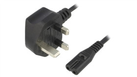 Kabel Bs 1363 (G) Wtyk Iec C7 Żeński Pvc 3M Czarny Kab-Uk-T2-3.0-Bk