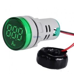 Amperomierz LED z przekładnikiem prądowym 28mm 100A AC Zielony