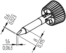 0142CDLF16 ERSADUR soldering tip, 1.6 mm, chisel-shaped