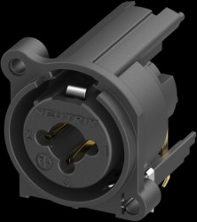 XLR/jack panel mount socket, 3 pole, gold-plated, polyamide, NCJ6FE-H-0