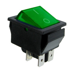 Przeł.podśw.duży AC zielony ON-OFF 230V/15A 2-torowy