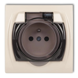 LOGO Gniazdo bryzgoszczelne z/u (klapka dymna) beżowy 1LGPB-1zdp