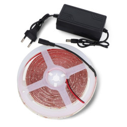 Zestaw: pasek LED SMD3528 IP65 4,8W, 60 diod/m, barwa ciepła - 5m + zasilacz 12V/5A