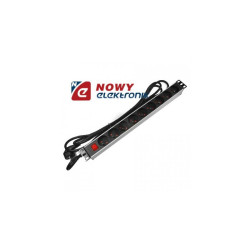 Listwa zasil.do szafy rack 9gn. 19" 9gniazd 1U 3m+wyłącznik