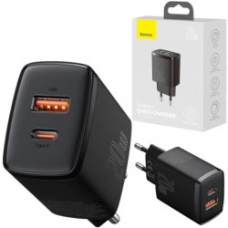 BASEUS Ładowarka sieciowa 1x USB typ-C Quick Charge 3.0 + 1x USB typ-C Power Delivery 3.0 20W