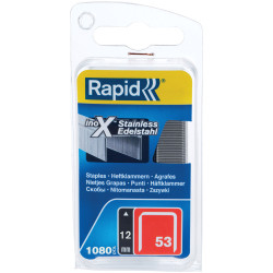 Rapid 40109512 53/12B 12mm Stainless Steel Fine Wire Staples (Box 1080)