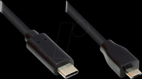 GC-M0122 USB 2.0 cable, C-male &lt; micro B-male, CU, black, 1 m