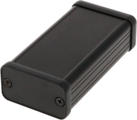 Aluminum enclosure, (L x W x H) 80 x 45 x 25 mm, black (RAL 9005), IP54, 1455D802BK
