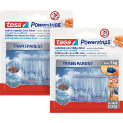 tesa 58813-00500-00 Powerstrips hooks transparent holds 1kg 4pc set