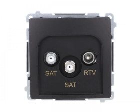 Simon Basic Gniazdo antenowe satelitarne podwójne końcowe SAT-SAT-RTV, (moduł). czarny BMZAR+SAT3.1-P2.01/49