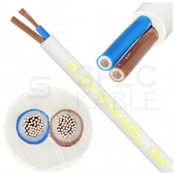 Kabel warsztatowy OWY / H05VV-F 2x2,5mm2 biały 300/500V giętki linka Elektrokabel